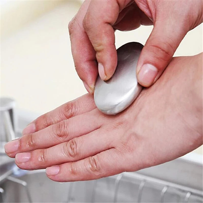 Stainless Steel Soap Shape Odor Remover - Deodorize Hands in Kitchen, Bathroom - Useful Tool for Smell Elimination