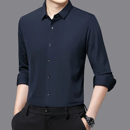 Men's Ultra-Stretch Shirt - Silky Long Sleeve Business & Casual Dress Shirt