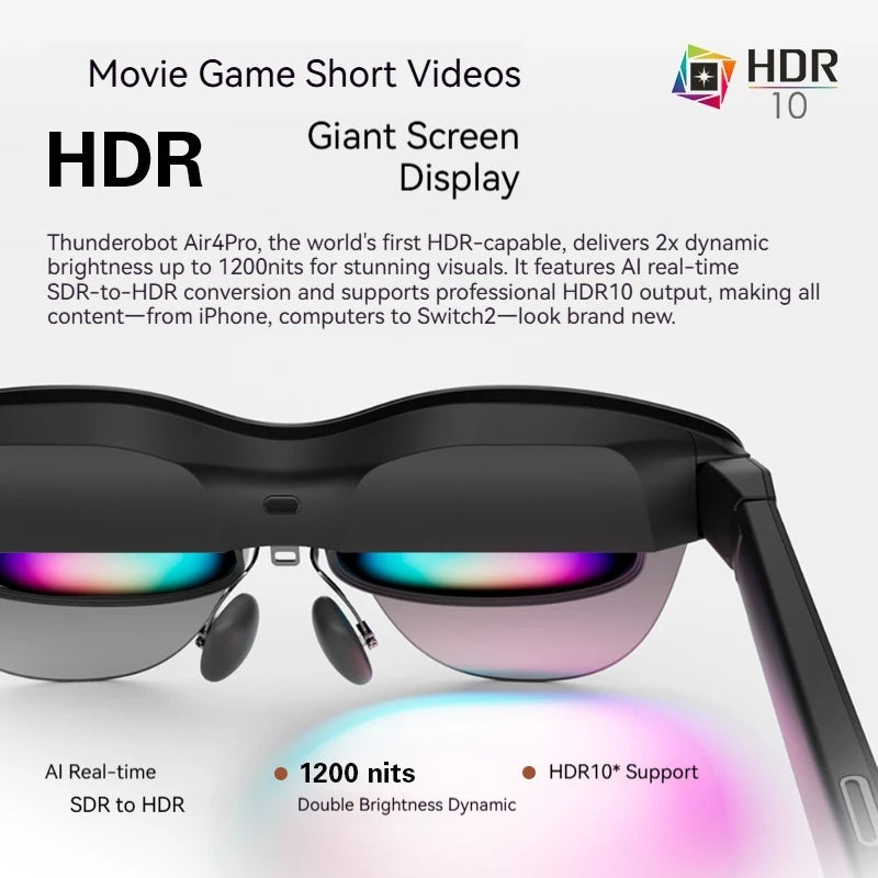 Rayneo Air 4 / 4 Pro AR Glasses 4K HDR10 135" Virtual Screen XR Head-Mounted Display Bluetooth DP Compatible Smart Glasses