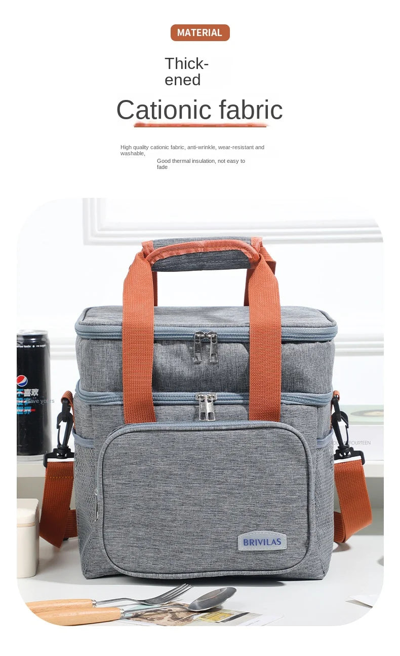 Double Layer Lunch Bag – Large Capacity Thermal Insulated Leakproof Cooler Tote for Work, School & Picnic