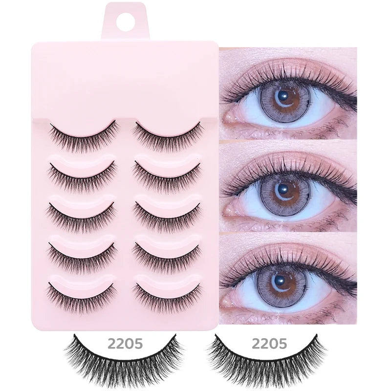 DINGSEN 5 Pairs Manga Style False Eyelashes — Soft, Natural, Long Anime Wispy Strip Lashes for Makeup