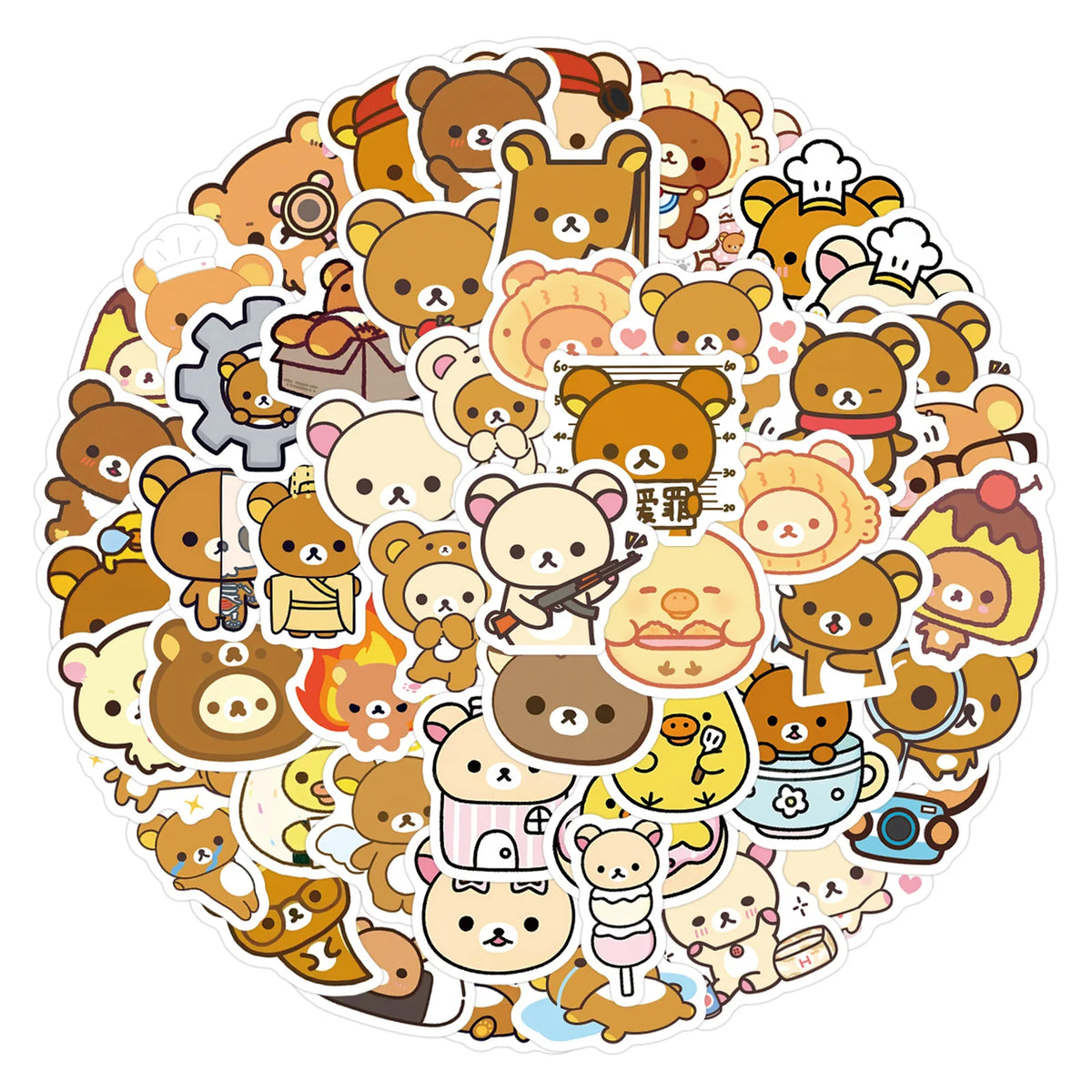 1050-Piece Rilakkuma Bear Stickers Set - Cute Kawaii Waterproof Vinyl Decals for Laptops, Phone Cases, Notebooks, and Water Bottles