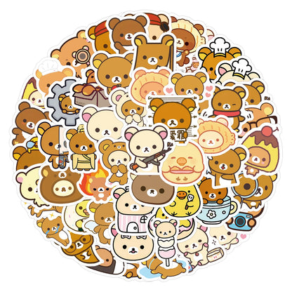 1050-Piece Rilakkuma Bear Stickers Set - Cute Kawaii Waterproof Vinyl Decals for Laptops, Phone Cases, Notebooks, and Water Bottles
