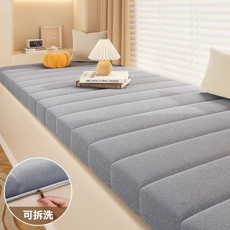 Customized Teddy Sponge Windowsill Cushion – High-Density Waterproof Non-Slip Sofa Cushion, 4.5/6.5/9.5 cm Options
