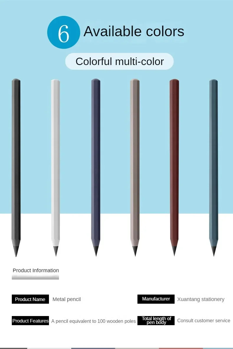 Metal Eternal Pencil – Unlimited Writing Magic Pen with No Ink, Reusable Stationery & Novelty Gift for Drawing and Notes