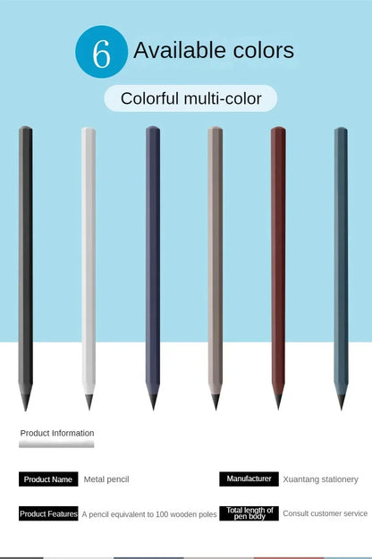 Metal Eternal Pencil – Unlimited Writing Magic Pen with No Ink, Reusable Stationery & Novelty Gift for Drawing and Notes