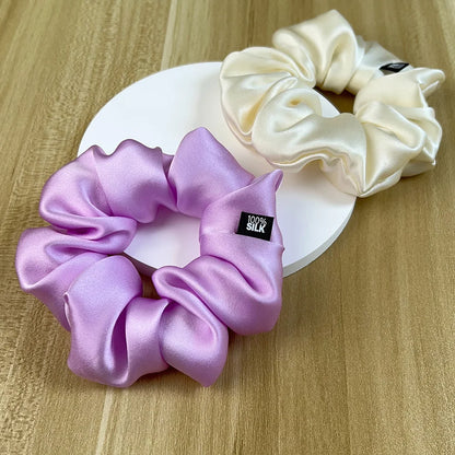 100% Mulberry Silk Hair Scrunchies – 19 Momme Elastic Hair Ties for Women & Girls, Large Soft Ponytail Holders Luxury Hair Accessories