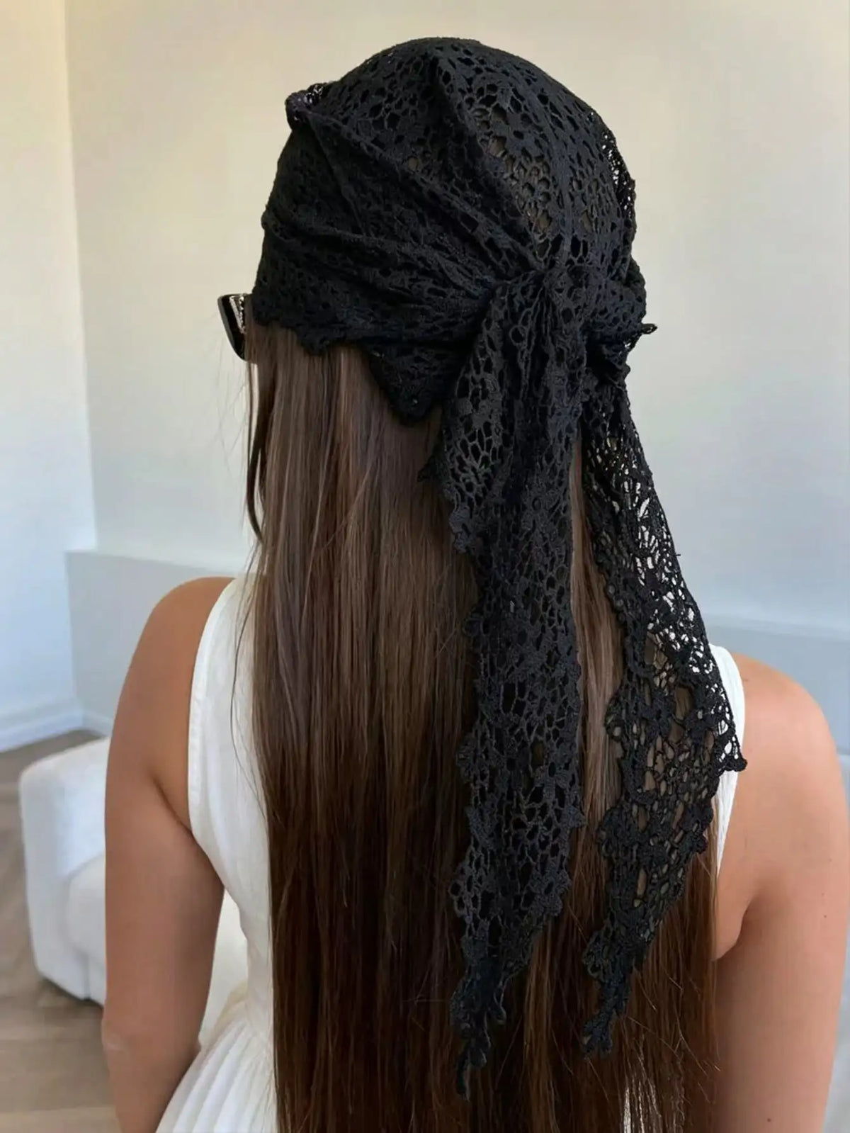 Women's Floral Lace Scarf - Elegant Headscarf and Beach Hair Band for Summer