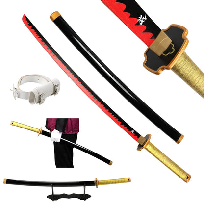 41" Demon Slayer Tanjiro Katana Sword – Samurai Cosplay Prop with Belt & Holder for Halloween Decoration