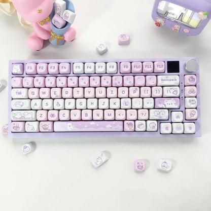 USLION 95 Keys Dessert Cat Theme Keycaps – MOA Profile PBT Key Caps Kit for 61/64/68/75/84/87 GMK67 Gaming Mechanical Keyboards