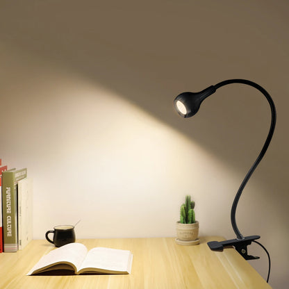 Flexible USB Table Lamp with Clip - Bedside Reading Light and Book Lamp for Bedroom Decor