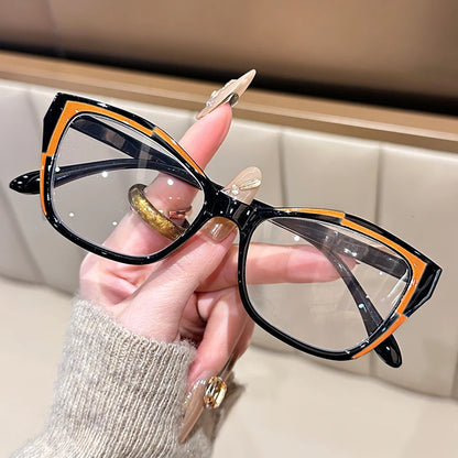 Women's Blue Light Blocking Cat Eye Reading Glasses – Fashion Color Block Readers 1.0–4.0 Strength