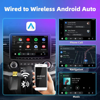 2 in 1 Wireless CarPlay and Android Auto Smart Dongle – Compatible with Volvo, Benz, Cadillac, Jeep, Lexus, Audi, Mazda, VW, Kia