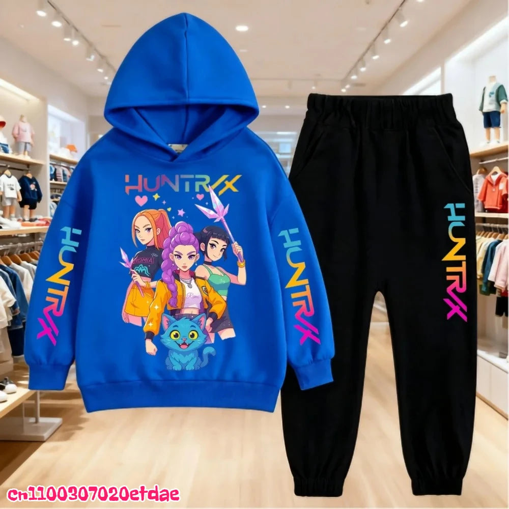 Children’s KPop Demon Hunters Hoodie & Pants Set – Autumn & Winter Casual Outerwear for Boys & Girls, Ages 3-12 Gift