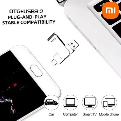 Xiaomi USB 3.2 16TB Flash Drive — High-Speed Metal Pendrive, Waterproof Portable Memory Stick