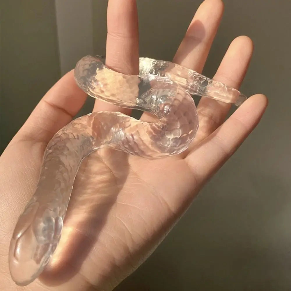 Transparent Snake Squishy Toy - Soft TPR Stress Relief Squeeze Figurine