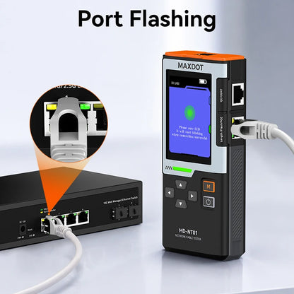 MAXDOT Network Cable Tester - RJ45/RJ11 Line Finder with PoE Detection & Network Repair Functions