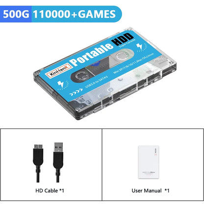 KINHANK Super Console 500GB Gaming HDD – 100,000 Games, 70 Emulators for DC/MAME/SS/NAOMI/PS2/PS1, Plug & Play with Batocera OS