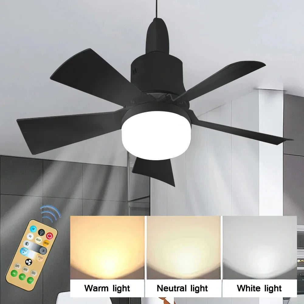 30W E27 Ceiling Fan Light with Remote - LED Dimming Function, Intelligent Silent Fan for Bedroom & Living Room