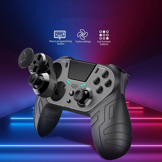 Wireless PS4 Controller with Dual Vibration - Bluetooth Gamepad with Programmable Turbo Function for PS4, Android, iOS, PC Joystick