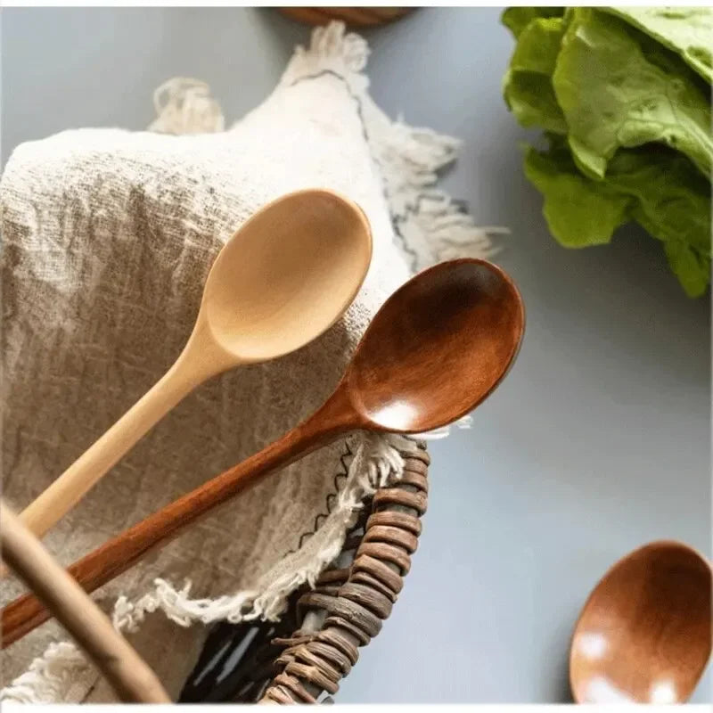 5/6PCS Nanmu Wooden Spoon Set – Japanese Style Kitchen Utensils, Tableware Cutlery for Festival & Dinnerware Gift