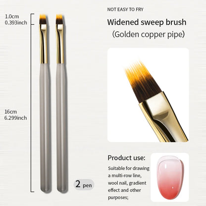 RSNAIL Nail Art Liner Brushes — 18mm Slender Long Line Painting Pen for French Stripe Nail Art, UV Gel DIY Manicure Tool