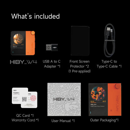 HiBy W4 Wireless HiFi Headphone Amplifier & USB DAC — Bluetooth 5.4, 3.5mm/4.4mm, DSD512, LDAC, CarPlay Compatible