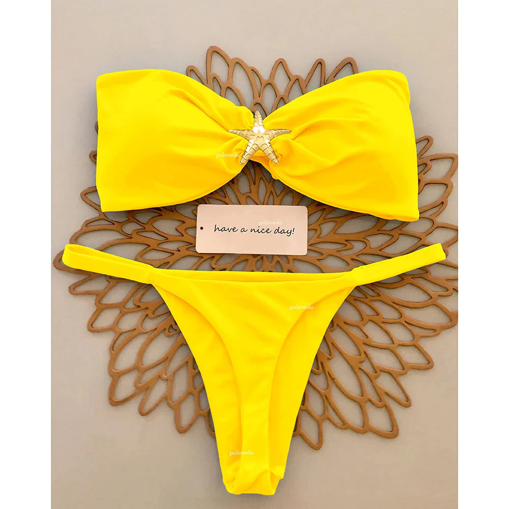 2025 Women’s Push-Up Bikini Set – Sexy Micro Swimwear, Bandeau Brazilian Beach & Pool Bathing Suit