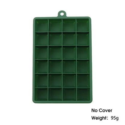 24-Hole Silicone Ice Tray — Square Mold for Ice, Food, Cheese, Jelly, with or without Lid