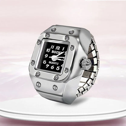 Kiss Jewelry Digital Quartz Finger Watch Ring – Mini Elastic Punk Style Clock Ring for Women, Men & Couple Teens Accessory