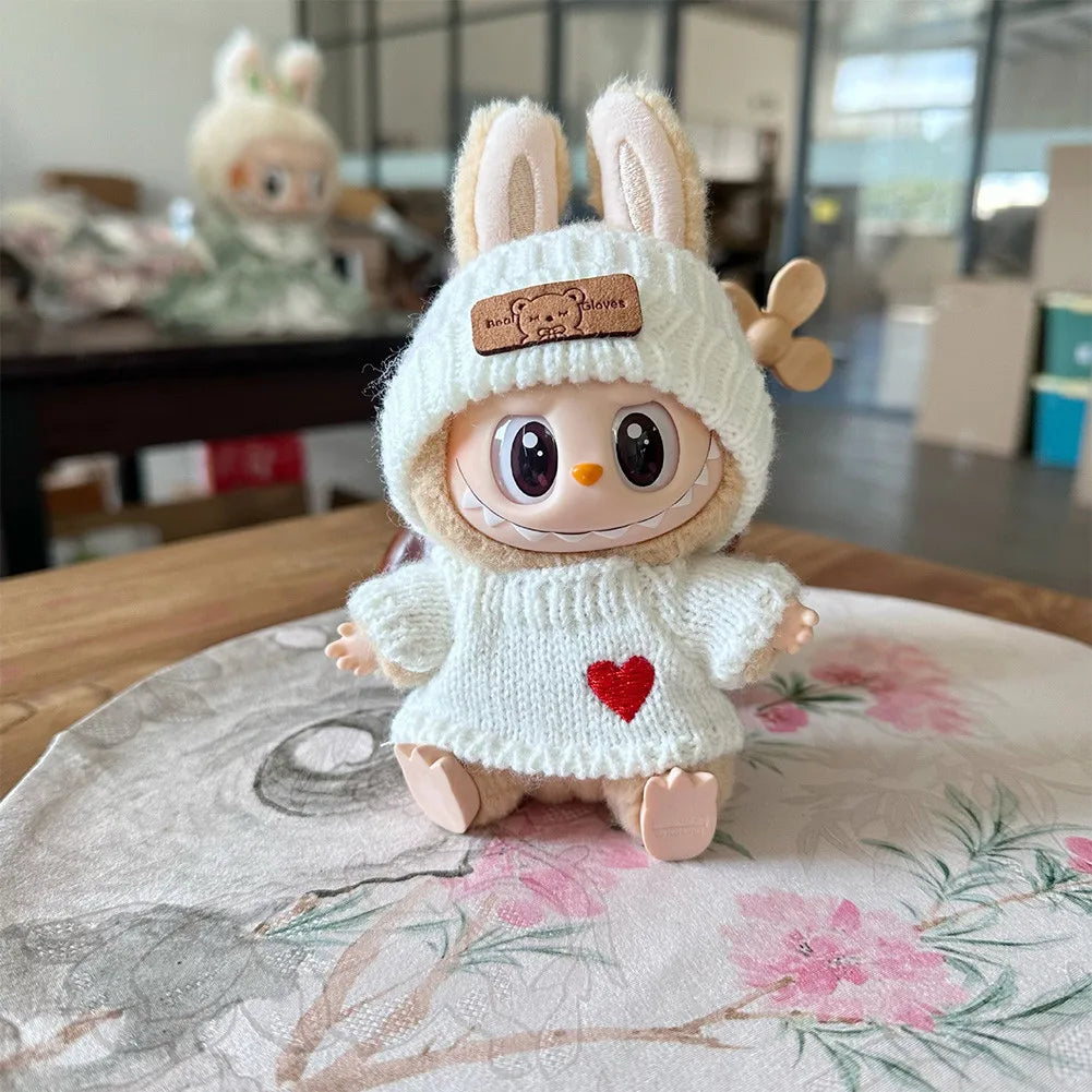 17cm Labubu Doll Clothes – Kpop EXO-Inspired Skirt & Sweater Outfit, V1 V2 Idol Clothing Gift