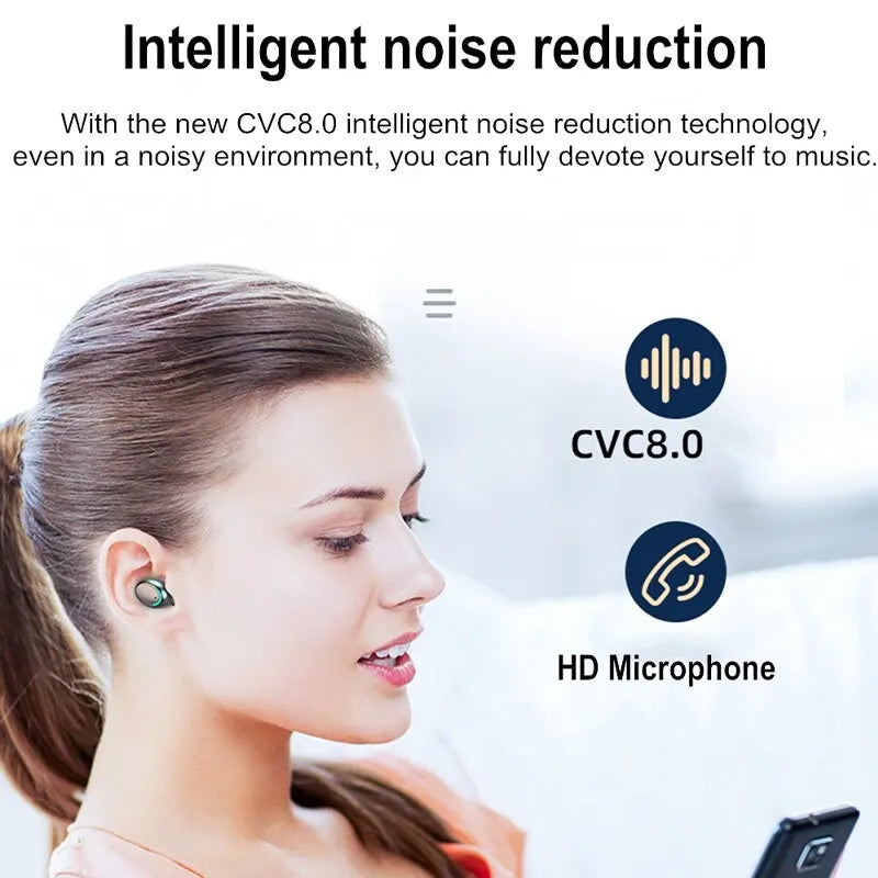 F9 Wireless Earphones Bluetooth TWS LED Display | Binaural Waterproof Headset HD Calling | CVC 8.0 Noise Reduction Headphones