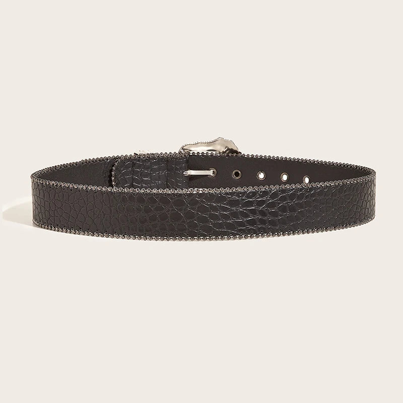 Unisex Jeans Belt — Goth Y2K Designer Punk Accessory, High-Quality Luxury Black Waistband 3.8cm for Men & Women