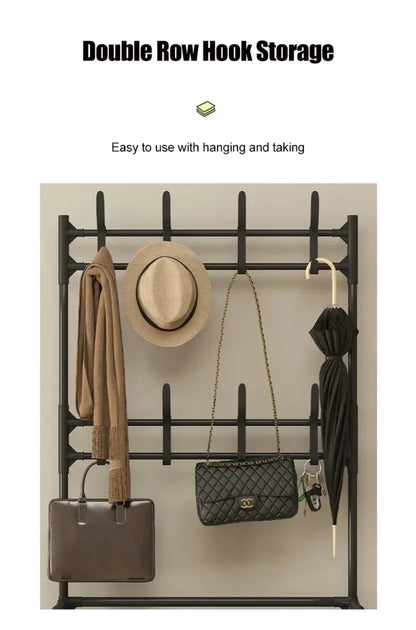 Multi-Layer Clothes Hanger & Shoe Rack – DIY Floor-Standing Hat and Shoes Organizer for Living Room Storage