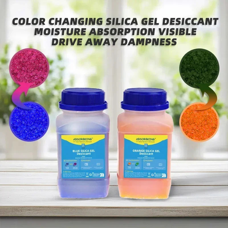 500g Color-Changing Silica Gel Packs — Reusable 3D Printer Desiccant Moisture Absorber for Christmas & Humidity Control