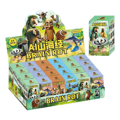 24PCS Tungtungtung Sahur Blind Box Toys — Tralala Shark, Bombardinocrocodilo Figures, Moveable Keychain Collectible Set
