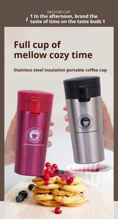 380/510ML Stainless Steel Vacuum Insulated Coffee Cup — Thermal Travel Mug Keeps Drinks Hot & Cold for Car & Outdoor Sports