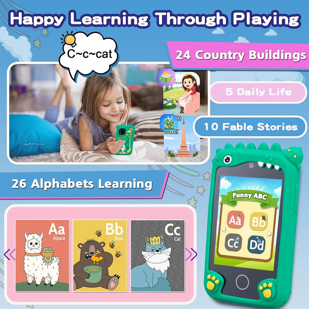 Kids Smart Educational Music Player & Learning Phone Toy for Ages 3-12 - Perfect Christmas & Birthday Gift