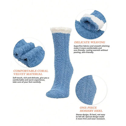 4 Pairs Women's Winter Fuzzy Socks – Thick Thermal Soft & Fluffy Slipper Socks for Home & Sleeping