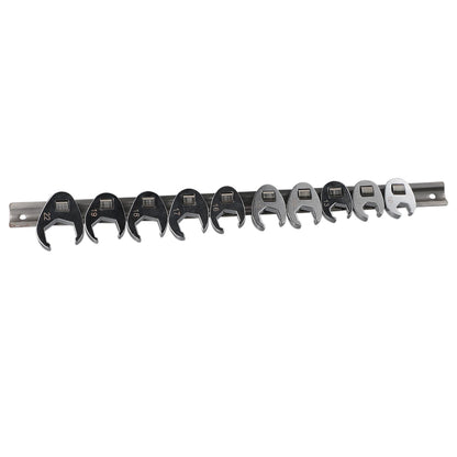 10pcs 3/8" Drive Crowfoot Wrench Set — 10-22mm Metric Open-End Spanners for Torque Wrenches