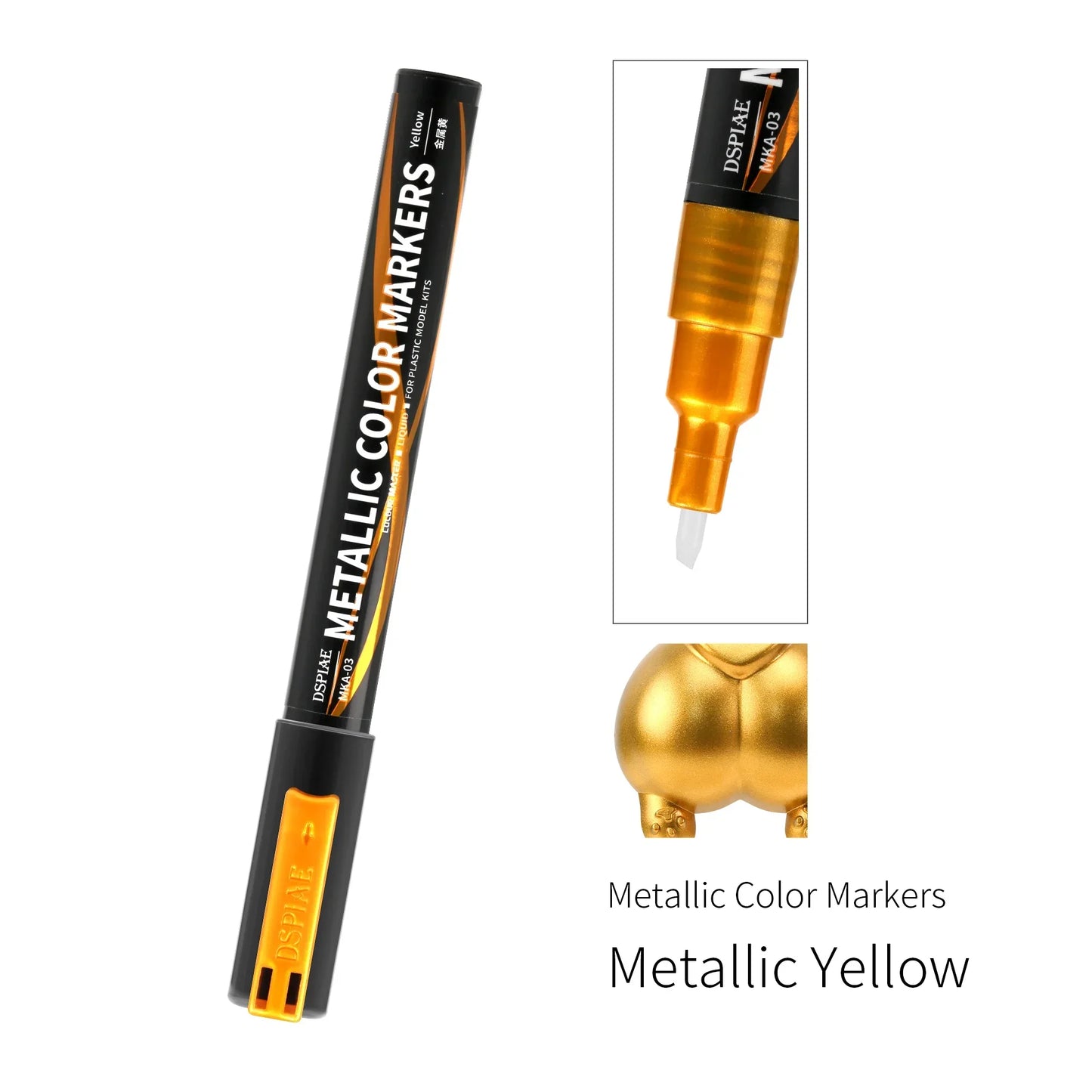 DSPIAE MKA Super Metallic Brush Marker Pens – Water-Based Eco-Friendly Paint Pens (Pink, Orange, Red, Blue, Green, Silver, Gold)