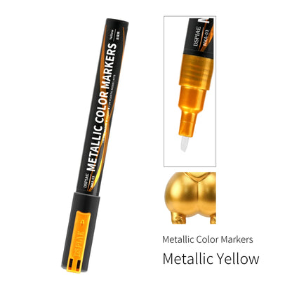 DSPIAE MKA Super Metallic Brush Marker Pens – Water-Based Eco-Friendly Paint Pens (Pink, Orange, Red, Blue, Green, Silver, Gold)