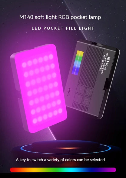Mini Rechargeable M140 RGB Camera Fill Light - Portable LED Selfie & Live Broadcast Light for Mobile Photography