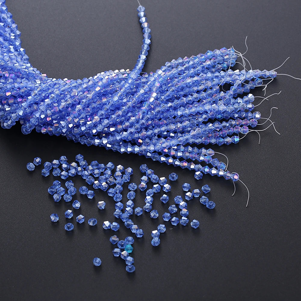 3/4mm Crystal Bicone Glass Beads - White Loose Faceted Beads for DIY Bracelets, Earrings & Jewelry Making