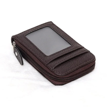 Portable Card Holder Wallet - Compact Zippered Bank Card and Business Card Organizer with Vertical Handheld Design