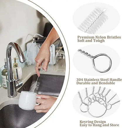 Nylon Cleaning Brush Set - Multi-Functional Spray, Straw, Sewing Machine & Paint Gun Cleaning Tools
