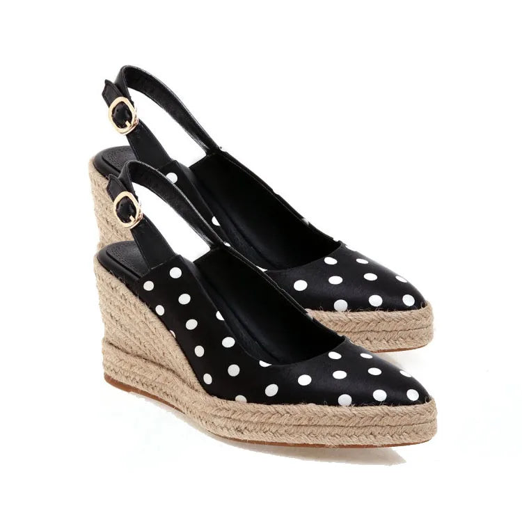 Women's Espadrille Wedge Sandals - Pointed Toe Platform Slingback Jute High Heel Shoes