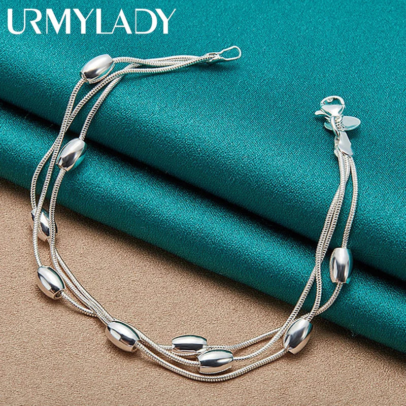 925 Sterling Silver Bracelet — Fashion Design Beaded Chain, High-Quality Jewelry for Women, Ladies, and Wedding Gifts