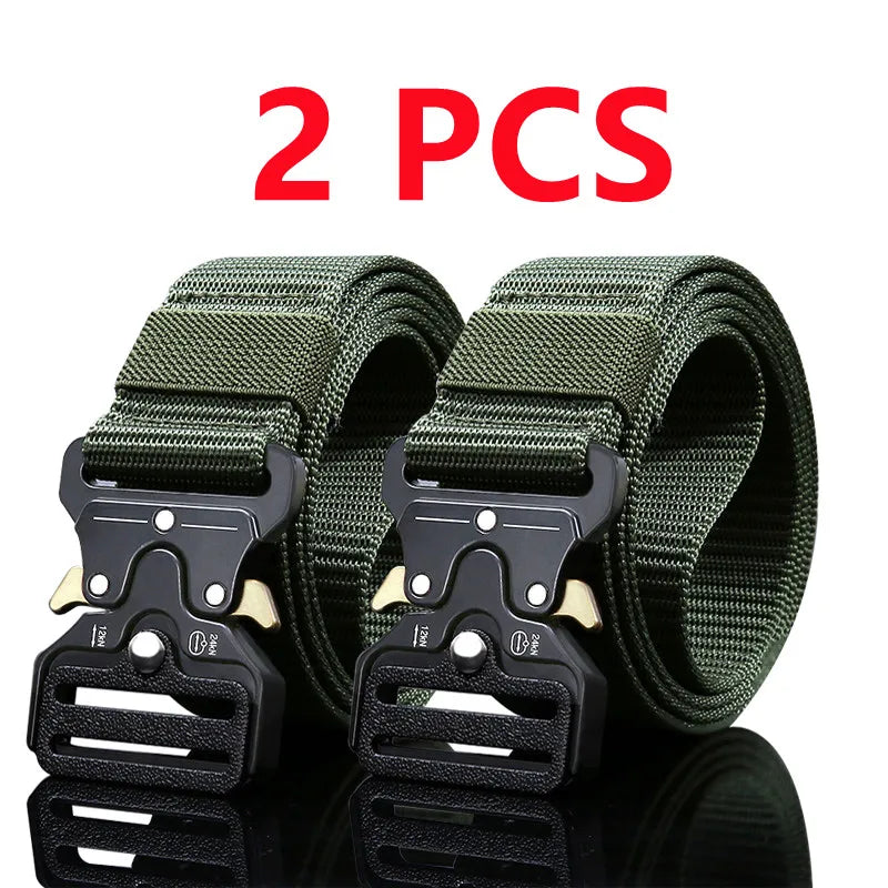 2PCS Men's Tactical Belts – Durable Adjustable Outdoor Hunting & Sports Belt