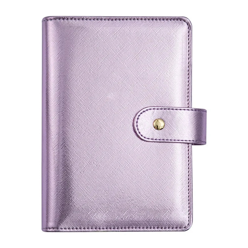 A6 Gold Ring Budget Planner Binder – Gold, Purple & Black with Zipper Cash Envelopes for Money Organization